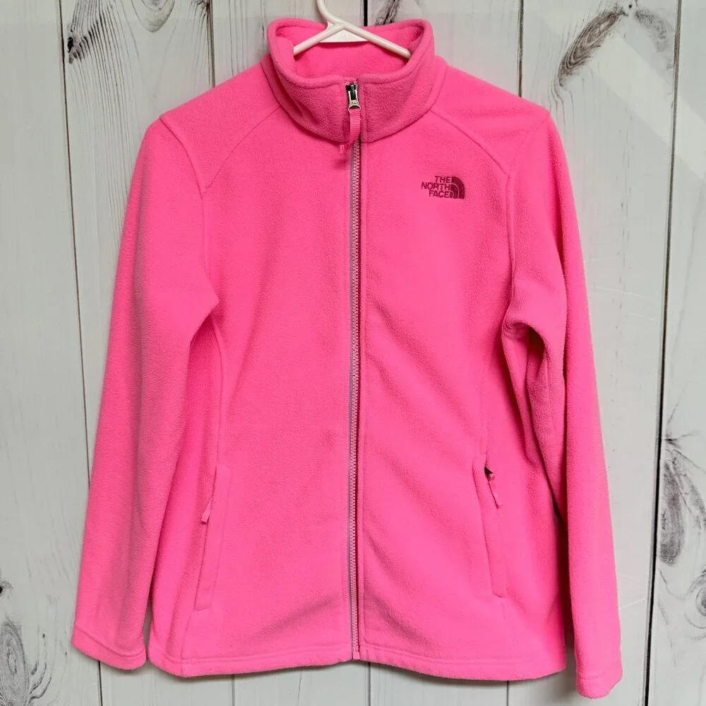 The North‎ Face Girls Full Zip Fleece Jacket XL (18) Hot Neon Pink EUC